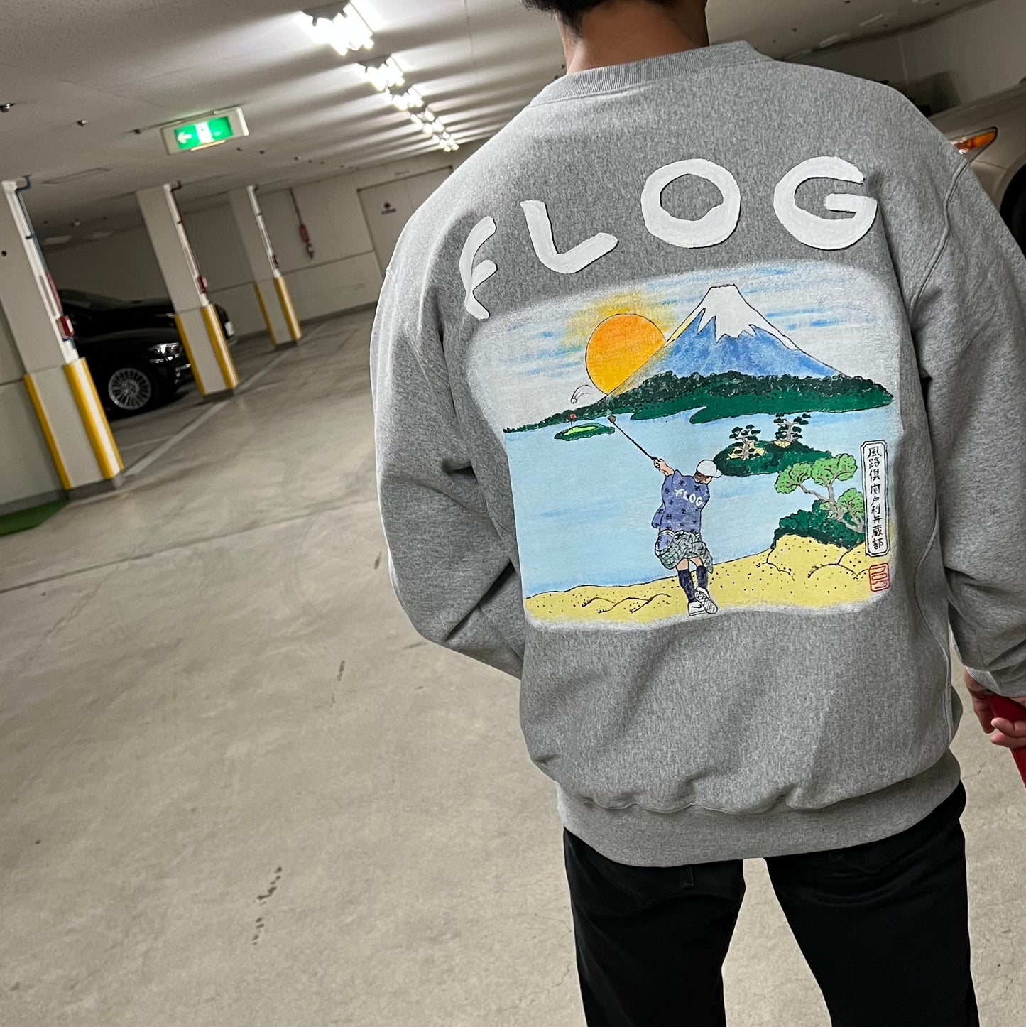 受注生産【Hand painted】Ukyo-e Crew neck sweatshirt